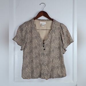 Urban Romantics Leopard Bubble Hem Blouse S